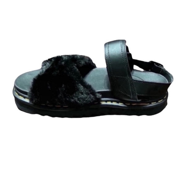 Dr. Martens Black Voss II Fluffy Sandals Size 10 - Picture 7 of 7